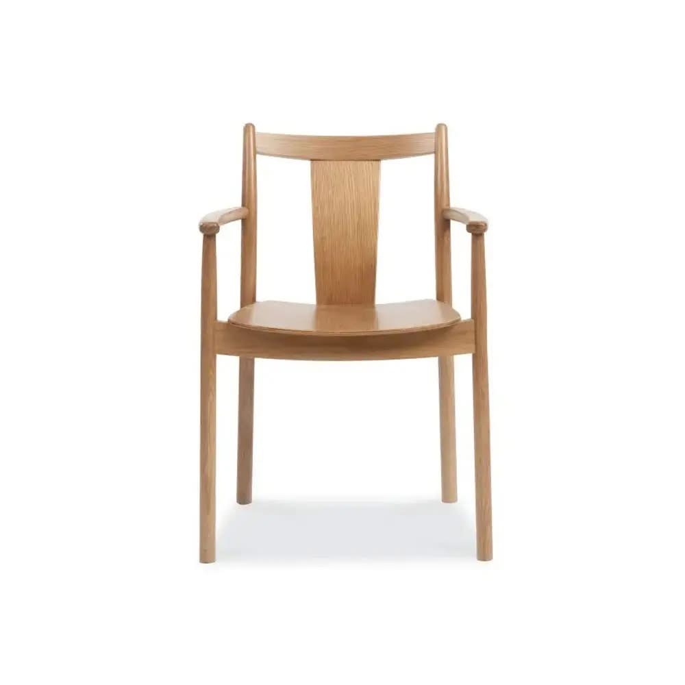 Modern wooden dining chair with armrests