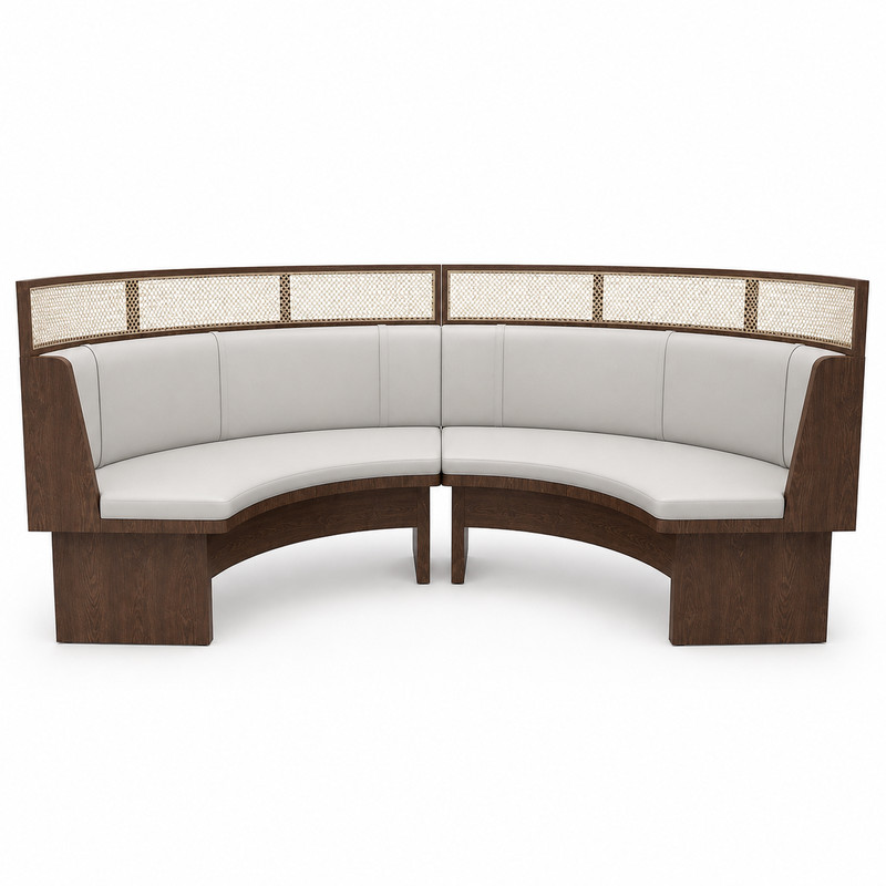 Commercial Curved Wood & Mesh Back Booth Seating