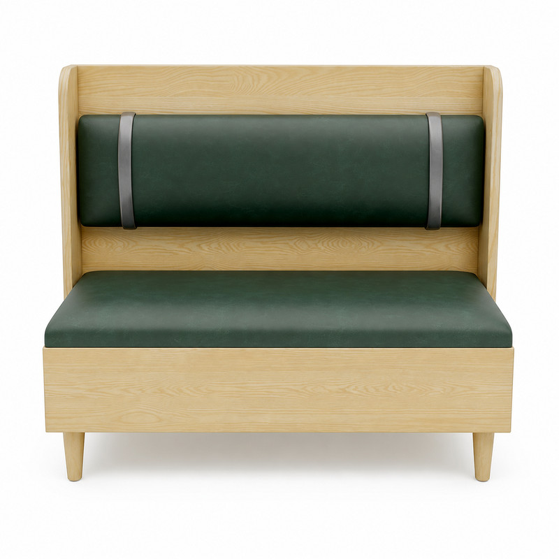 Commercial Grade Wood & Leather Upholstery Bench Seating
