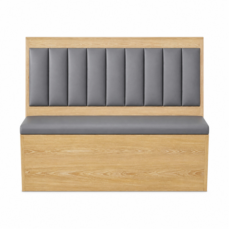 Commercial Oak & Gray Upholstery Booth Seating