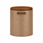 Commercial Wood Stool with Leather Seat - front view