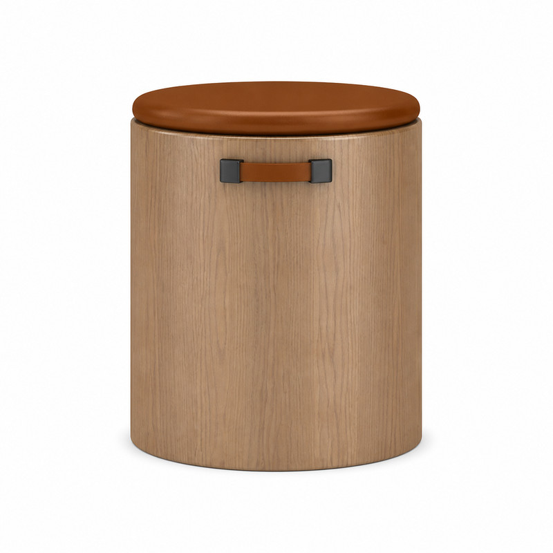 Commercial Wood Stool with Leather Seat