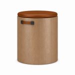 Commercial Wood Stool with Leather Seat - right 45-degree view