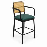 JYX-050 Green Cane-Back Metal Bar Stool right 45-degree view