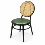 JYX-051 Green Round Cane-Back Dining Chair left 45-degree view