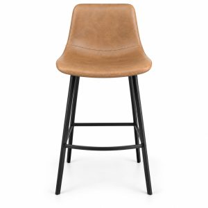 JYX-129 Tan Upholstered Armless Bar Stool front view
