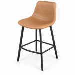JYX-129 Tan Upholstered Armless Bar Stool left 45-degree view
