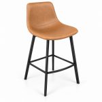 JYX-129 Tan Upholstered Armless Bar Stool right 45-degree view