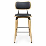 JYX-130 Black Upholstered Gold-Frame Bar Stool front view
