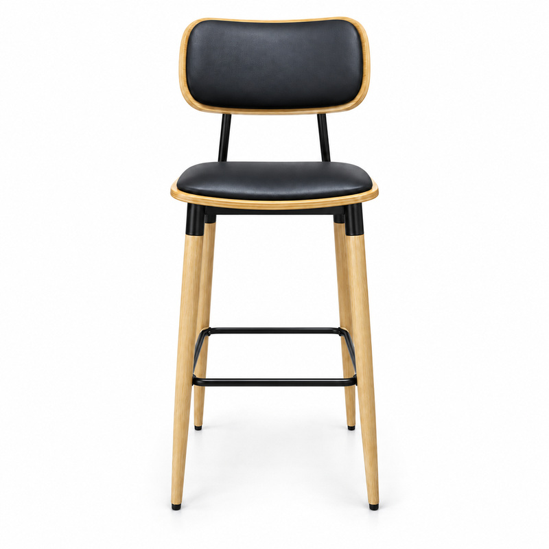 JYX-130 Black Upholstered Gold-Frame Bar Stool
