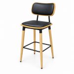 JYX-130 Black Upholstered Gold-Frame Bar Stool left 45-degree view