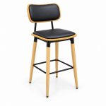 JYX-130 Black Upholstered Gold-Frame Bar Stool right 45-degree view