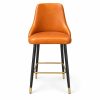 JYX-136 Orange Upholstered High-Back Bar Stool