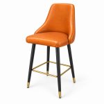 JYX-136 Orange Upholstered High-Back Bar Stool left 45-degree view