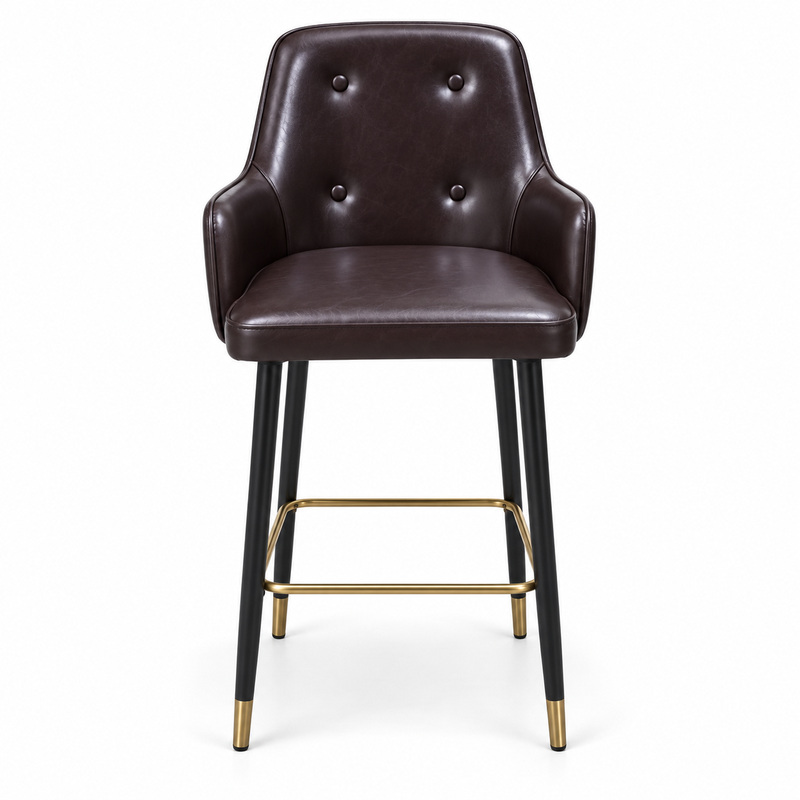 JYX-137 Dark Brown Button-Tufted Bar Stool