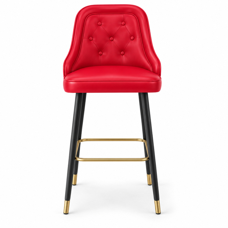 JYX-138 Red Button-Tufted Bar Stool
