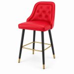 JYX-138 Red Button-Tufted Bar Stool left 45-degree view