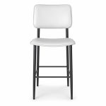 JYX-143 White Seat Black-Frame Bar Stool front view