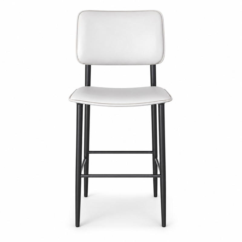 JYX-143 White Seat Black-Frame Bar Stool