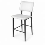 JYX-143 White Seat Black-Frame Bar Stool left 45-degree view