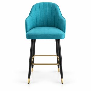 JYX-149 Turquoise Fluted-Back Bar Stool front view