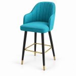 JYX-149 Turquoise Fluted-Back Bar Stool left 45-degree view