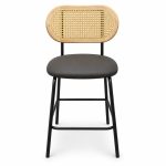 JYX-273 Black Seat Cane-Back Bar Stool front view
