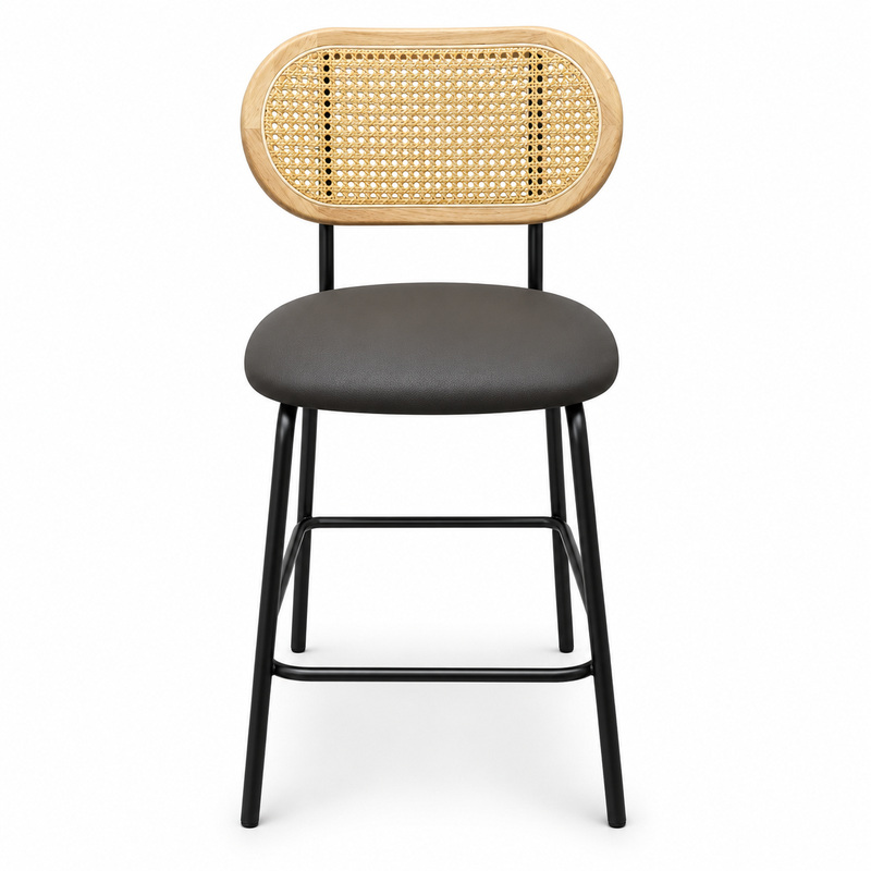 JYX-273 Black Seat Cane-Back Bar Stool