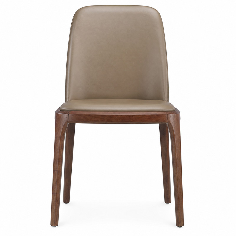 Modern Walnut & Leather Dining Chair for Commercial Use
