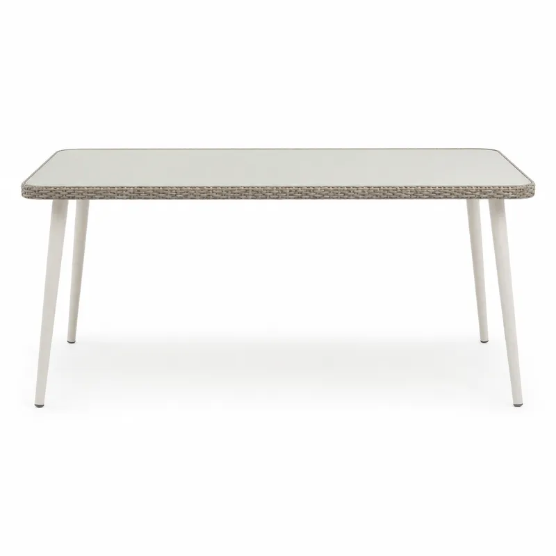 Rattan Edge Glass Outdoor Dining Table