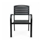YMX-S-001 Outdoor Black Horizontal-Slat Armchair front view