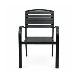 YMX-S-001 Outdoor Black Horizontal-Slat Armchair front view