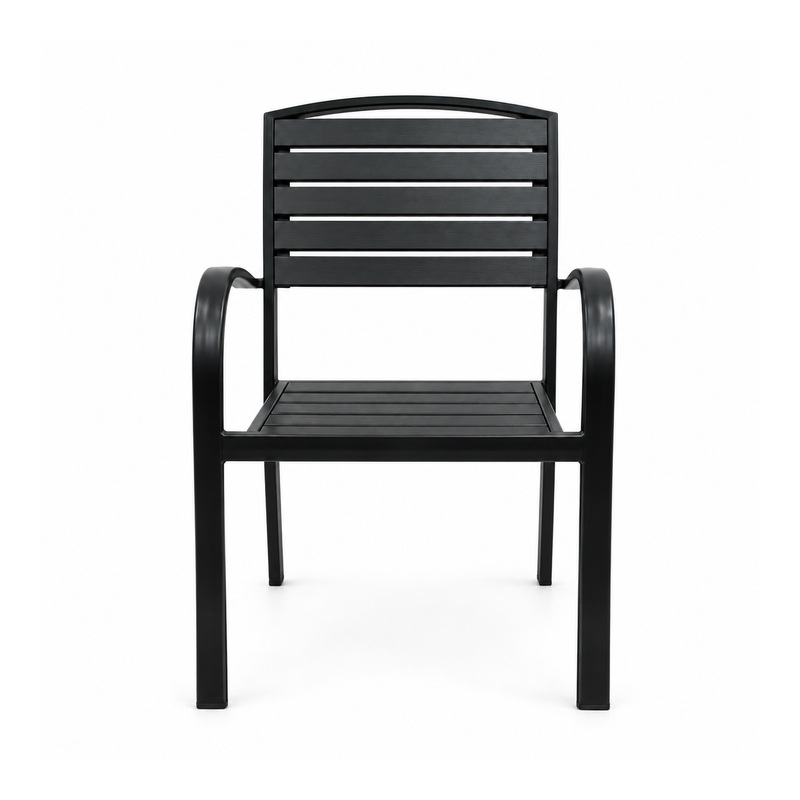 YMX-S-001 Outdoor Black Horizontal-Slat Armchair