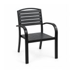 YMX-S-001 Outdoor Black Horizontal-Slat Armchair left 45 view