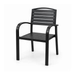 YMX-S-001 Outdoor Black Horizontal-Slat Armchair right 45 view