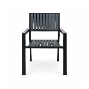 YMX-S-003 Outdoor Black Vertical-Slat Armchair front view