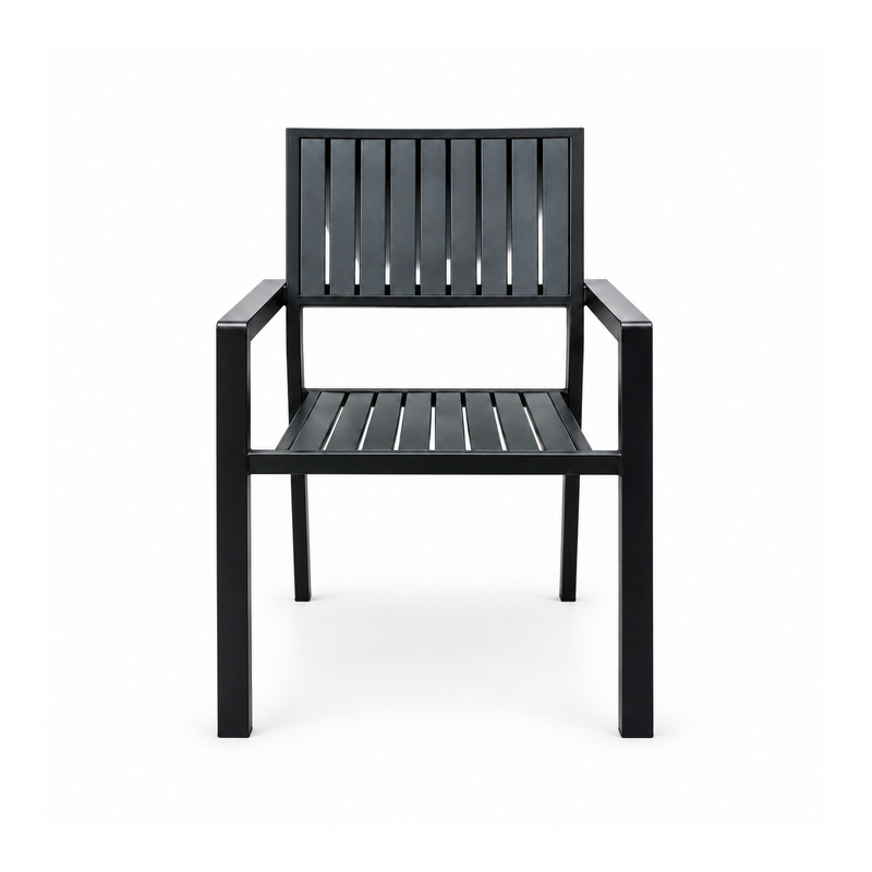 YMX-S-003 Outdoor Black Vertical-Slat Armchair