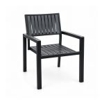 YMX-S-003 Outdoor Black Vertical-Slat Armchair left 45 view