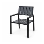 YMX-S-003 Outdoor Black Vertical-Slat Armchair right 45 view
