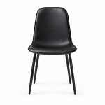 Black Upholstered Shell Dining Chair with Metal Legs - front view - BK-DC-0041