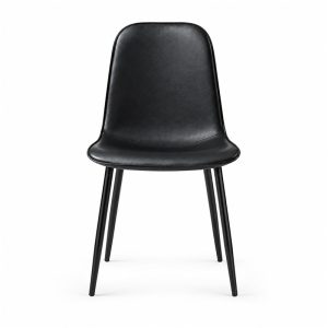Black Upholstered Shell Dining Chair with Metal Legs - front view - BK-DC-0041