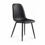 Black Upholstered Shell Dining Chair with Metal Legs - left angle view - BK-DC-0041