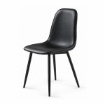 Black Upholstered Shell Dining Chair with Metal Legs - right angle view - BK-DC-0041