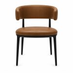 Brown Upholstered Wraparound-Back Dining Chair - front view - BK-DC-0043