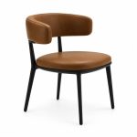Brown Upholstered Wraparound-Back Dining Chair - left angle view - BK-DC-0043