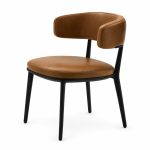 Brown Upholstered Wraparound-Back Dining Chair - right angle view - BK-DC-0043
