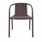 Brown Woven Outdoor Armchair with Tubular Metal Frame - front view - BK-OC-0027