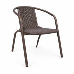 Brown Woven Outdoor Armchair with Tubular Metal Frame - left angle view - BK-OC-0027