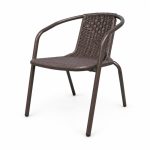Brown Woven Outdoor Armchair with Tubular Metal Frame - right angle view - BK-OC-0027