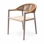 Tan Rope-Woven Outdoor Armchair with Taupe Metal Frame - right angle view - BK-OC-0030